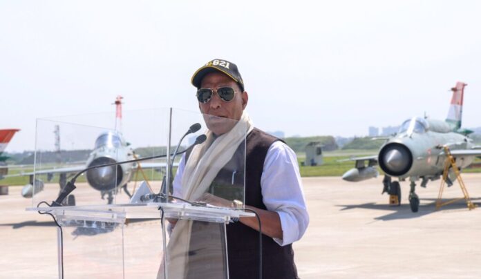 Defence Minister Rajnath Singh at MiG-21 decommissioning event