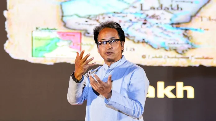 Sonam Wangchuk during a protest in Ladakh for statehood