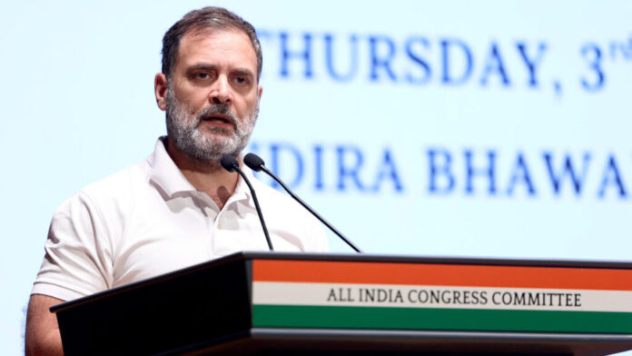 Rahul Gandhi addressing the media regarding Kulgam attack