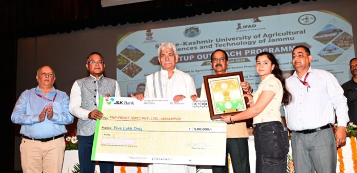 Lieutenant Governor Sinha inaugurating startup outreach at SKUAST-Jammu