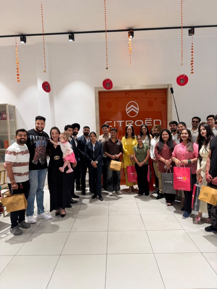 Citroën Jammu dealership with festive decorations and cars
